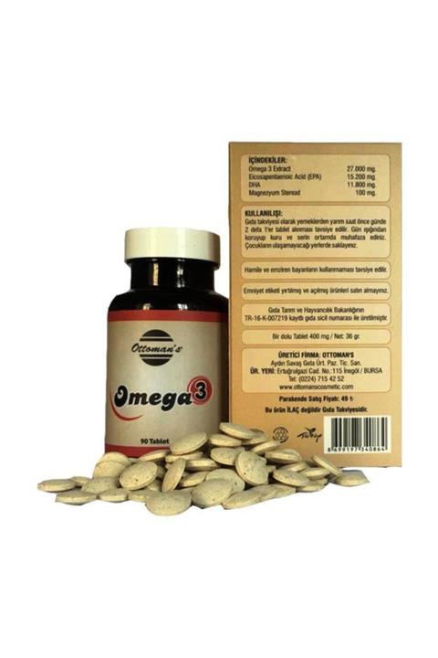 Ottoman's Bitkisel Vegan Omega 3 90tablet 400mg Haccp Sertifikalı