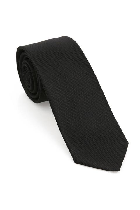 Brianze Siyah Oxford Mendilli Slim Kravat- Mkas-4