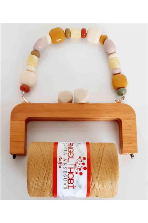 angel çanta aksesuar Ahşap Burslu Set Hardal Renk