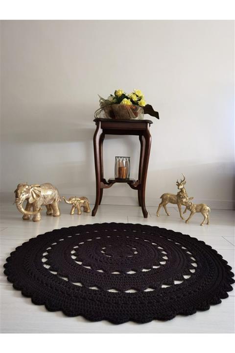 EDİSHOME El Yapımı Makrome Pamuk Günebakan Modeli Paspas