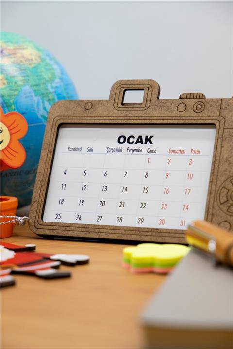 quppa Kahverengi Masaüstü Nostaljik Takvim