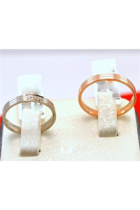 DERİN GÜMÜŞ SAAT 925 Ayar Gümüş Çizgili Taşlı&taşsız Modern Çift Alyans