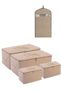 umbellatum Hurç - 52x28x21 / 30x22x18 Cm Ve Elbise Kılıfı 5'li Set - Organizer - Saklama Çantası