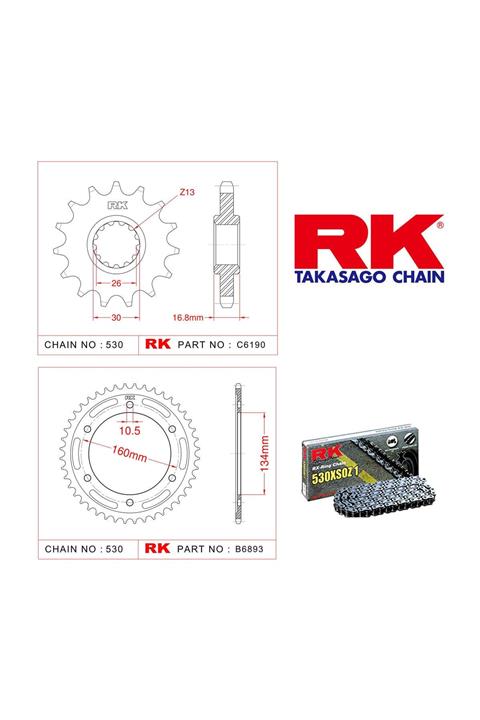 RK Honda Cbr 929 Rr Rk X-Ring Zincir Dişli Set 530 Xso-16/43T(2000-2003)