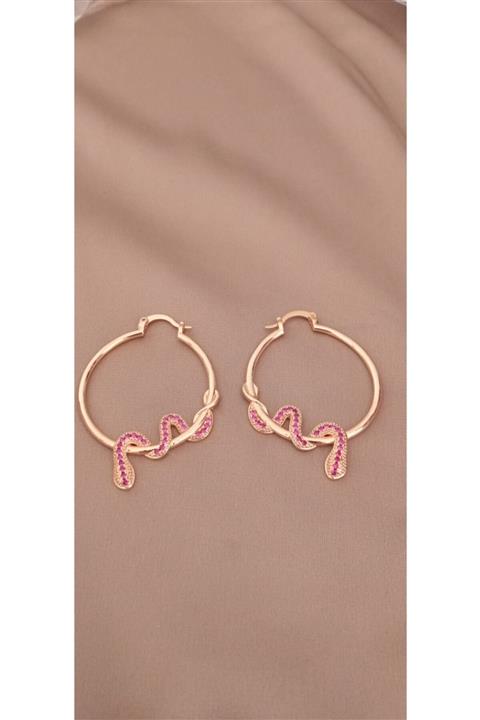 Lydia Jewelry Kadın Altın Yılanlı Halka Küpe