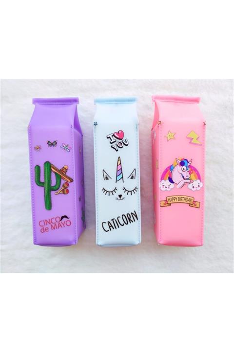 Pembe Çarşı Süt Kutusu Tasarımlı Kalemlik Açık Pembe 1 Adet