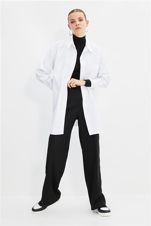 Trendyol Modest Beyaz Gömlek Yaka Tunik TCTAW22UK0025