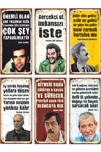 Hayat Poster Deniz Gezmiş, Che Hasan Hüseyin, Ibrahim Karaca, Adnan Yücel, Ahmet Telli 6lı Mini Ahşap Poster Seti