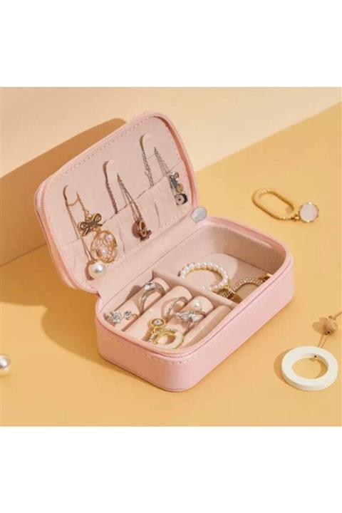 GEBBS STORE Pembe Dikdörtgen Takı Organizeri Ve Seyahat Kutusu