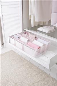 OCEAN HOME 3'lü Set Pembe Çizgili Bölmeli Çekmece Içi Düzenleyici