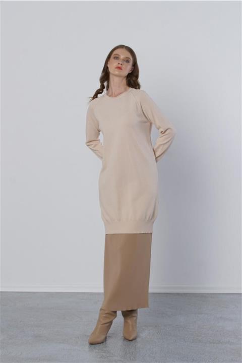 Nuss Triko Tunik Petek Dokulu Bej