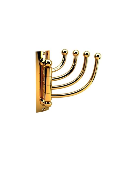 Defne Lüx Pirinç Yonca 4kancalı Bornozluk-havluluk Hareketli Pvd Altın