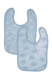 Uygun Bebe İkili Büyük Boy Mama Önlükleri 23x37 cm Çift Kat Havlu Mavi