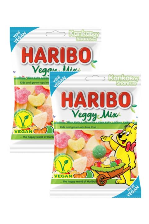 Haribo Vegan Yumuşak Şeker Jelibon Veggy Mix 80 Gr * 2 Kampanyalı 2'li Paket