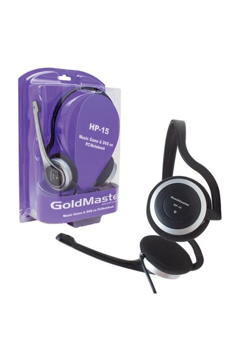 MERTER Goldmaster Hp-15 3.5mm Stereo Kablolu Mikrofonlu Kulaküstü Kulaklık Siyah