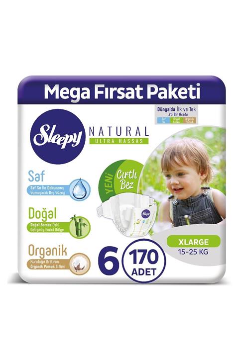 Sleepy Natural Bebek Bezi 6 Numara Xlarge 170 Adet