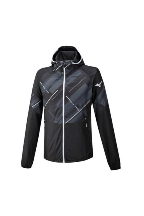 MIZUNO Printed Jacket Erkek Yağmurluk Siyah/desenli