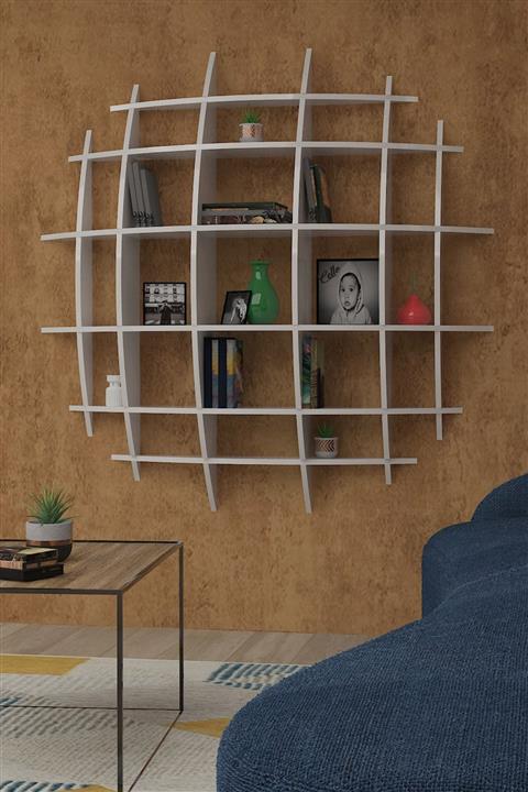 cellowood Dekoratif Tasarım Beyaz Dünya Kitaplık Raf