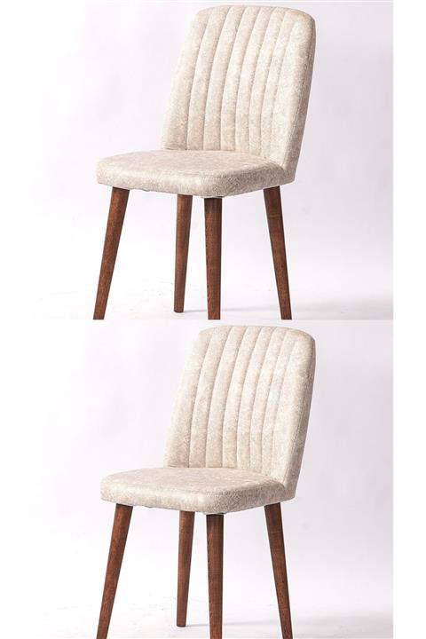 ASİL MOBİLYA 2 Adet Retro Kumaş Ahşap Ayak Salon Mutfak Kafe Balkon Teras Sandalye