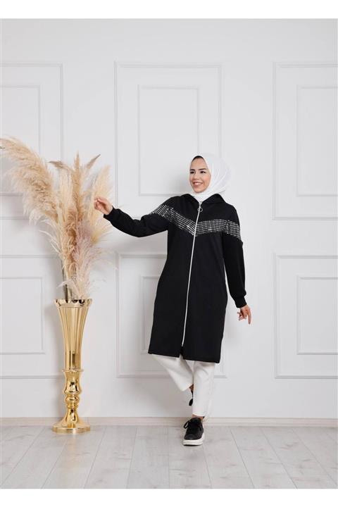 nehir moda Kadın Siyah Spor Kap Mont