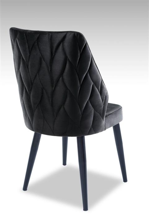 MYMASSA Puffy Sandalye - Antrasit - Metal Siyah Ayak - Düz Renk Kumaş - Yemek Sandalyesi Mutfak Sandalyesi