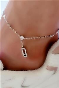 OSESHOP Zirkon Taşlı 925 Ayar Gümüş Italyan Halhal