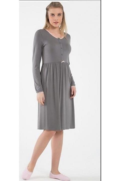 GEBE Kadın Gri Penye Hamile Geceliği