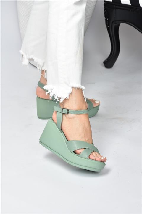 Fox Shoes Yeşil Dolgu Topuklu Kadın K996081109