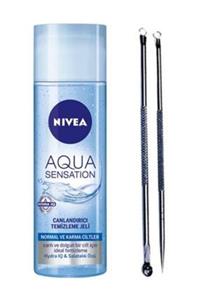 Nivea Aqua Sensation Canlandırıcı Yüz Yıkama Jeli 200 ml ve Akne Siyah Nokta Temizleyici Komedon