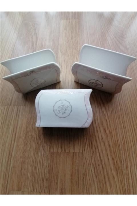 YEŞİLHAN Çiçek Desenli Porselen Peçetelik