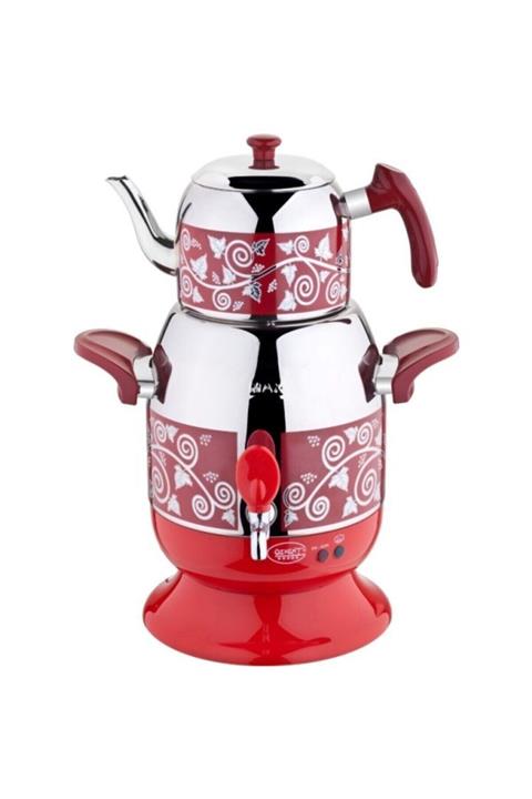 Özkent J325 K-624 Menekşe Desenli Kırmızı 2200 W Çelik Semaver