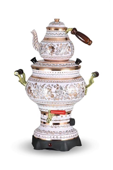 KOCHERHOME Elektrikli Termostatlı Bakır El Işlemeli Semaver El Sanatı