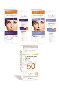 DermaDerm Leke Gündüz Kremi ve Gece Kremi 50 Spf Güneş Kremi 3'lu Set