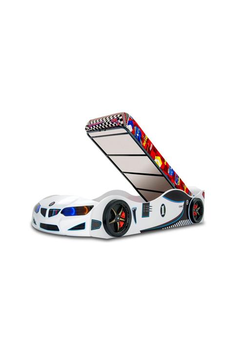inegoldeneve Bmw Arabalı Yatak - Araba Karyola - Işıklı - Beyaz - Bazalı