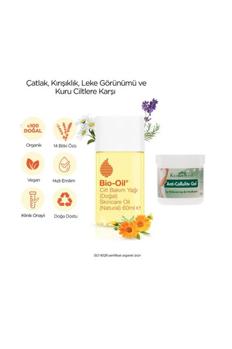 BioOil Vegan Kırışıklık Ve Çatlak Karşıtı Doğal Cilt Bakım Yağı 60 Ml + Anti-cellulite Jel 250ml