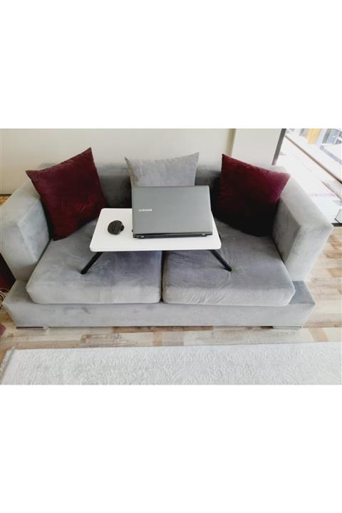 DFN WOOD Katlanabilir Laptop Sehpa Çalışma Kahvaltı Masası Beyaz
