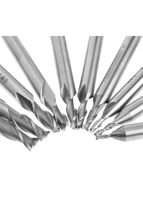 Profisher Hss Düz Shank 2 Flüt End Mill Kesici Cnc Matkap Ucu 10 Lu Set 1.5 Dan 6mm Ye