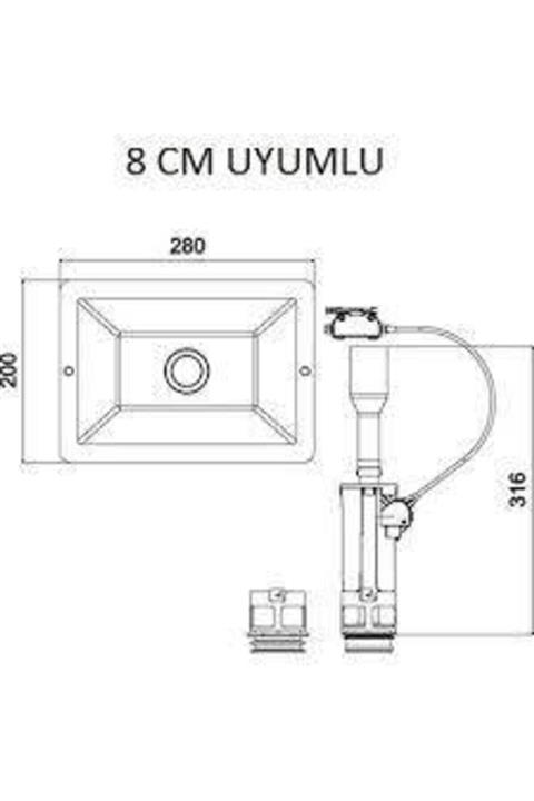 SİAMP Tema Üniversal Değişim Kiti Tamir Set Gömme Rezervuar Yedek Parça 8cm