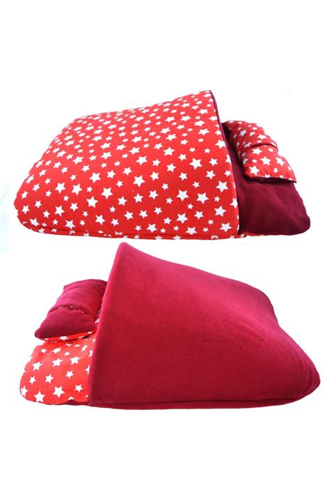 Sdypet Terlik Kedi & Küçük Irk Köpek Yatağı - Çift Taraflı - Kırmızı - 50cm