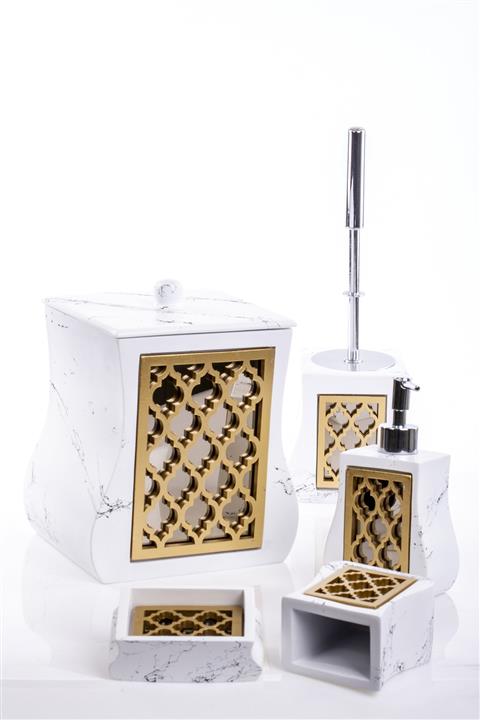 MUKKO HOME Topkapı Beyaz 5 Parça Lüks Banyo Seti