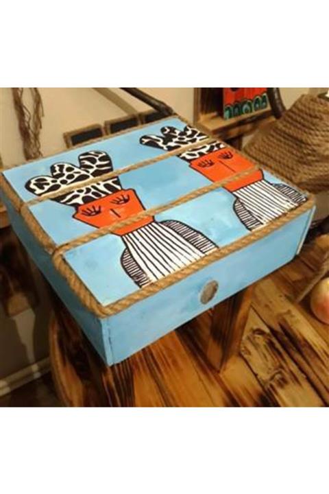 Mito Gift Ağaç Tasarım Soyut Resim Tabure Veya Sehpa Vintage Bohem