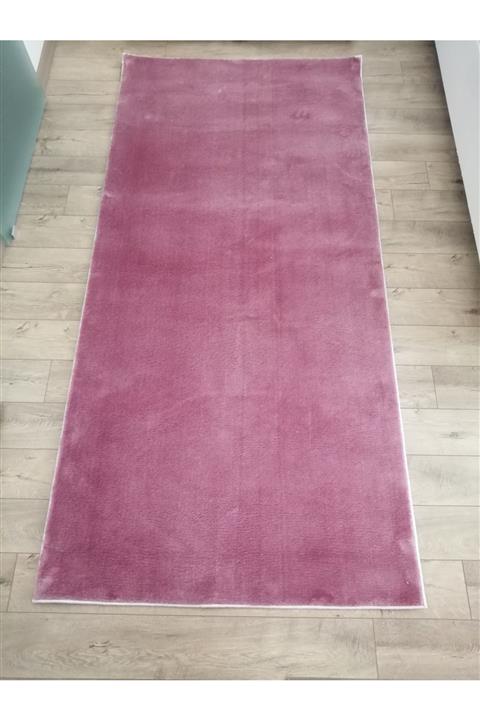 Kardesler Peluş Post Kaymaz Tabanlı Halı Kesme Yolluk Pembe