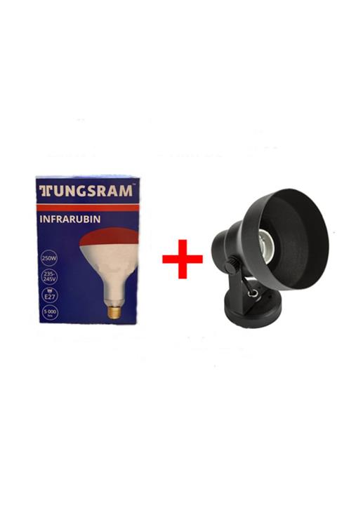 TUNGSRAM Tungsra Infrared Isıtıcı Ampul 250w+ Siyah Kasa E27 Isıtan Lamba