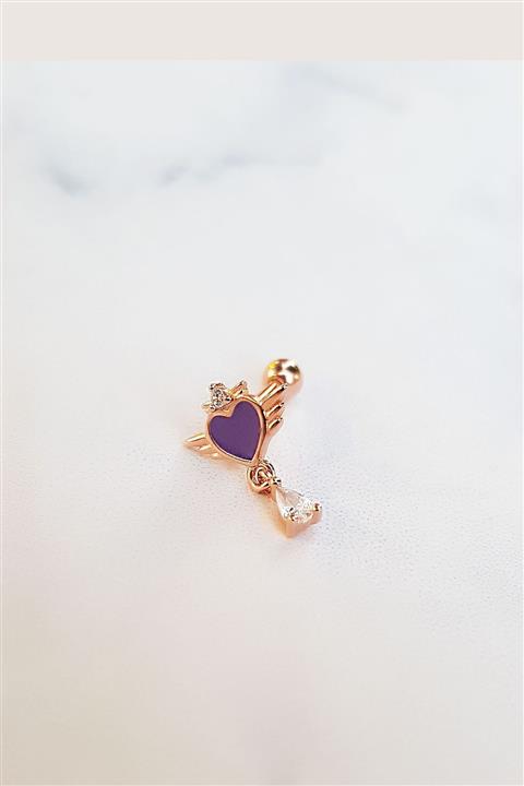 MorMajor Silver Tekli Ithal Kalpli Rozet Gümüş Piercing Küpe