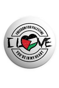 Hasbihal Filistin I Love Palestıne Iğneli Çanta Rozeti 58mm