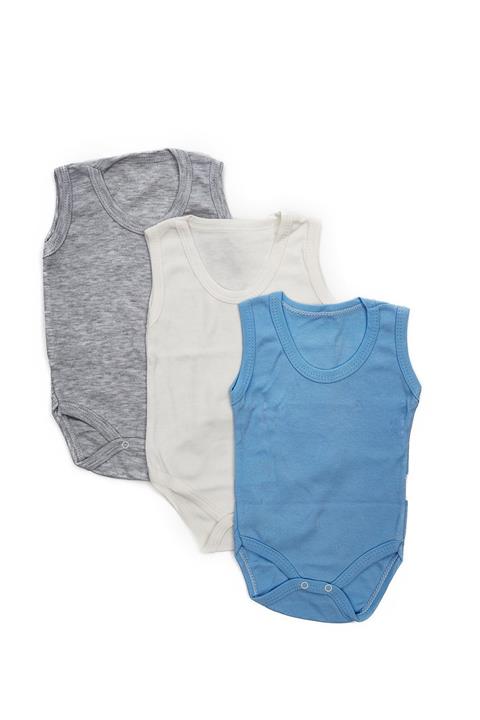 Mai Perla Erkek Bebek Solid Düz Renkli 3'lü Body Takım