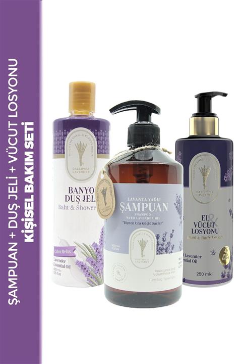 Dr. Lavender Saç Dökülmesine Karşı Bitkisel Şampuan + Lavanta Duş Jeli + Lavanta El - Yüz - Vücut Kremi 3'lü Set