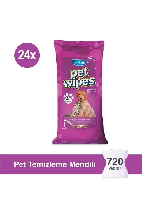 Deep Fresh Evcil Hayvan Pati Temizleme Mendili 24 x 30 Yaprak