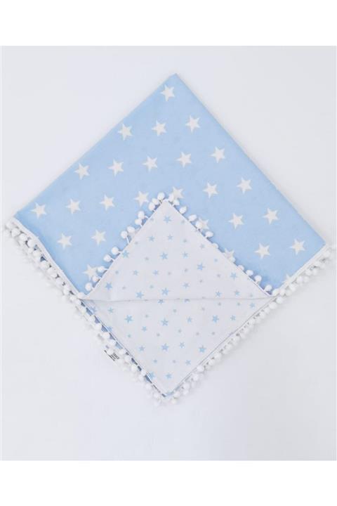mordesign Bebek Pikesi Yıldız Model, Kenarları Ponponlu, Mavi Renk