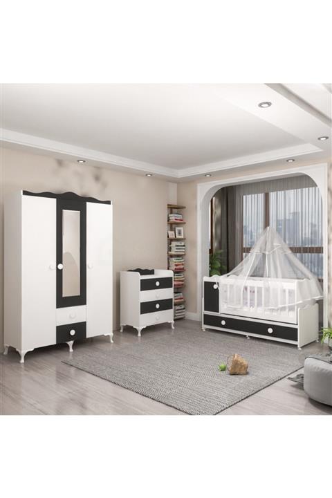 Garaj Home Pırlanta Gri Bebek Odası Takımı - Yatak Ve Uyku Seti Kombinli Uyku Seti Pembe